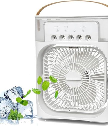 KEDESY Portable Air Conditioners Fan, 50 oz Tank Cooling fan,Evaporative Mini Air Cooler with 1-6H Timer,Personal Air Conditioner with 3 Speeds,7 LED Light, Portable AC for Room Office Desk Camping