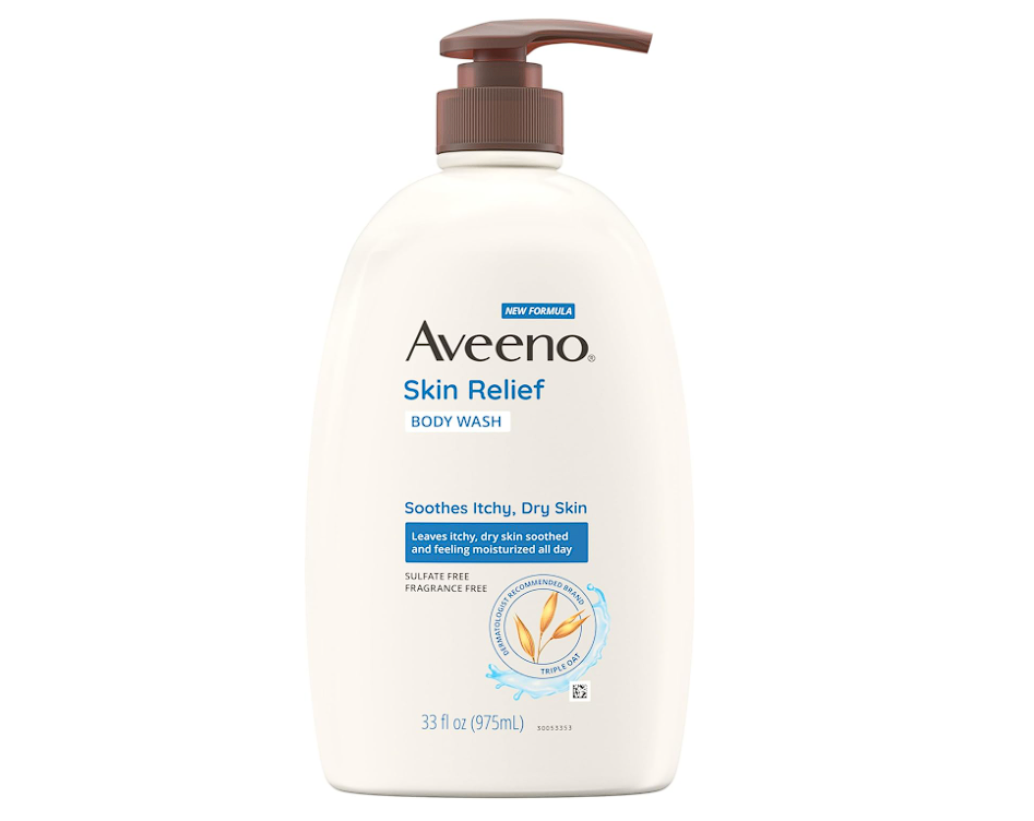 Aveeno Skin Relief Fragrance-Free Body Wash with Triple Oat Formula Soothes Itchy, Dry Skin, Formulated for Sensitive Skin, Fragrance-, Paraben-, Dye- & Soap-Free, 33 fl. oz